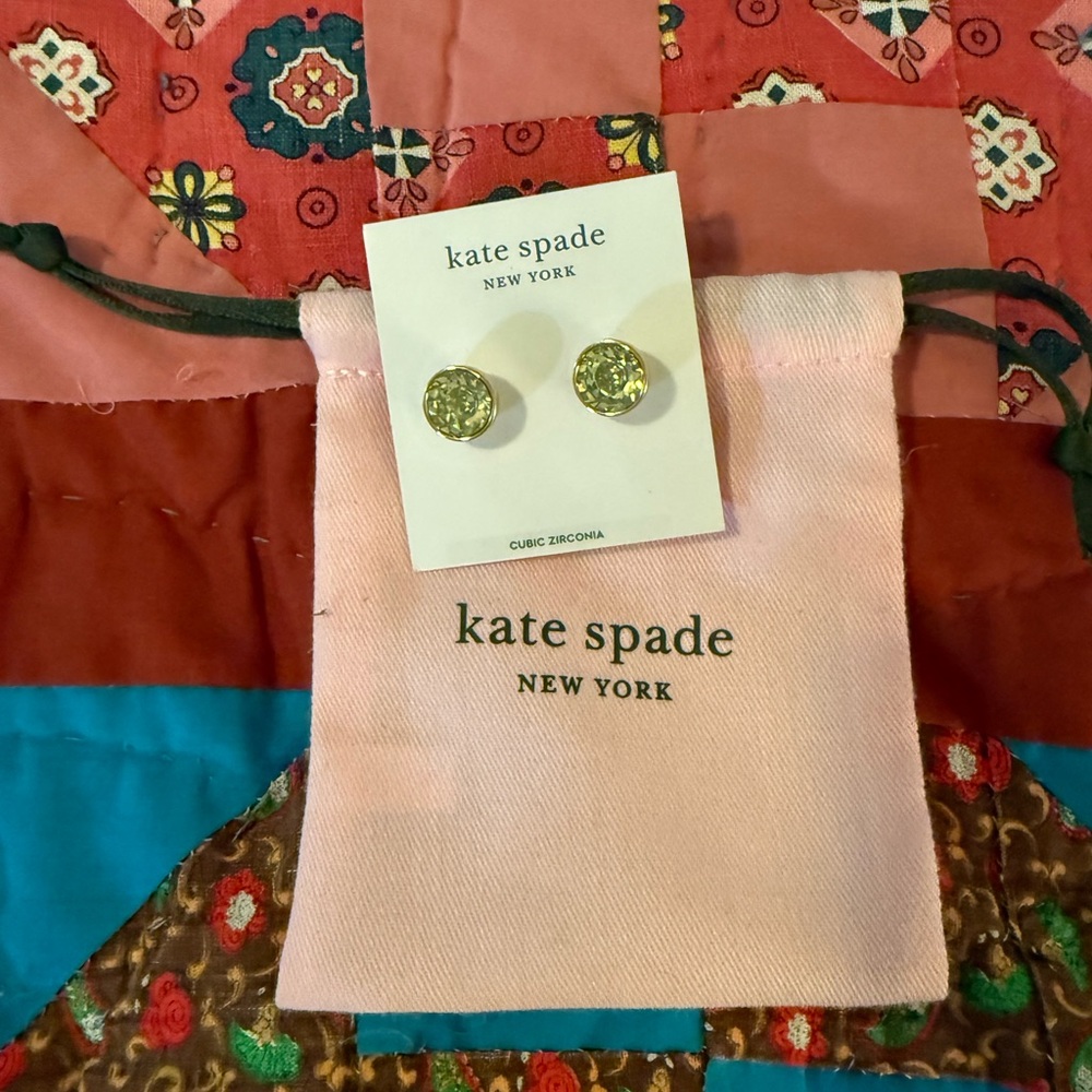 Kate Spade Gold and Lime Green Stud Earrings